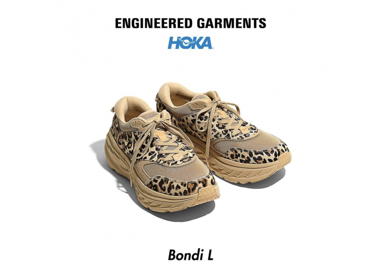 HOKA ONE ONE x Engineered Garments Bondi L - Sand Leopard Print