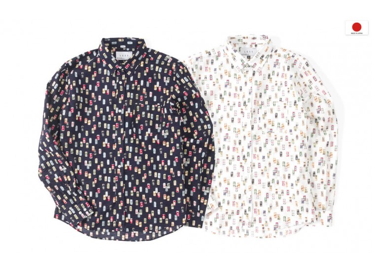 LESS - L/S ALL OVER BEVERAGE CAN PATTERN SHIRT